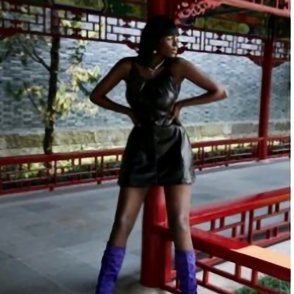 Pvc pleather side cut out dress goth rave cyber